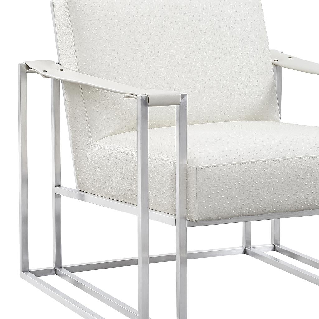 Billy Ostrich Print Chair in Cream with Silver Base - Image 4