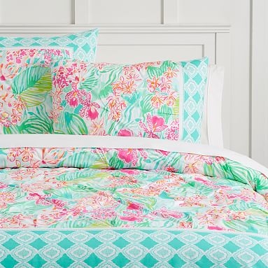 Lilly Pulitzer Organic Orchid Border Duvet Cover, Full/Queen, Multi - Image 0