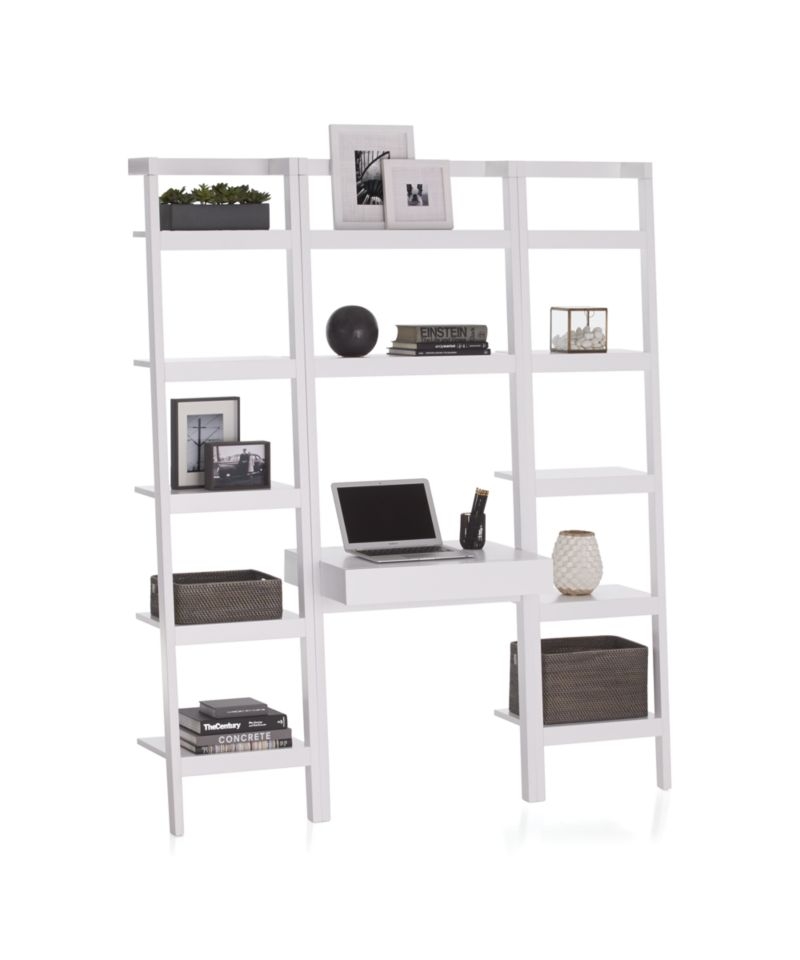 Sawyer White Leaning Desk with Two 18" Bookcases - Image 5
