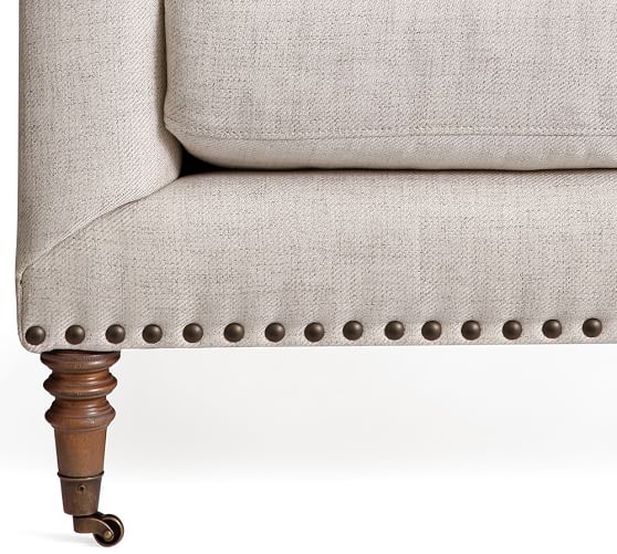 Tallulah Upholstered Sofa, Down Blend Wrapped Cushions, Heathered Twill Stone - Image 3