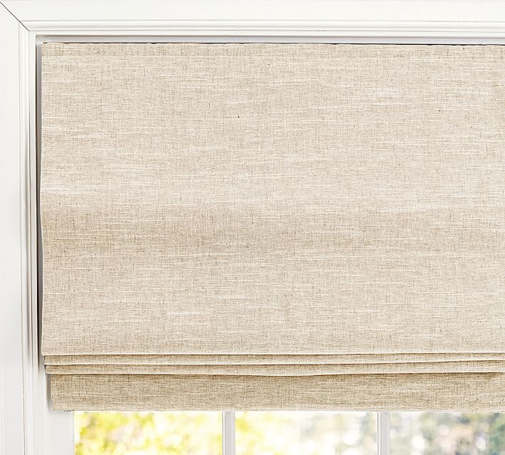 Emery Linen/Cotton Cordless Roman Shade, 36 x 64", Oatmeal - Image 1