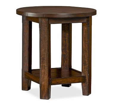 Benchwright Round End Table, Rustic Mahogany - Image 0