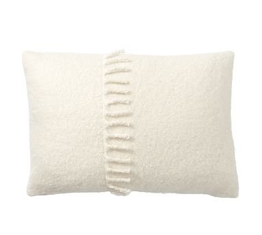 Mohair Tassel Lumbar Pillow Cover, 14 x 20", Ivory - Image 1