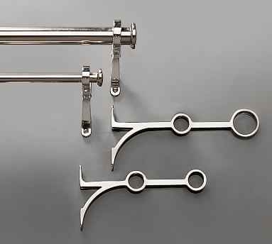 PB Standard Double Drape Rod &amp; Wall Bracket, .75" diam., Medium, Polished Nickel Finish - Image 1