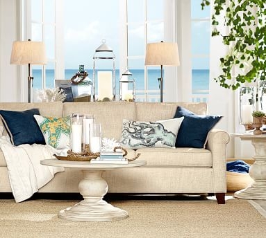 Cameron Roll Arm Upholstered Grand Sofa 98", Polyester Wrapped Cushions, Performance Everydaylinen(TM) by Crypton(R) Home Oatmeal - Image 1