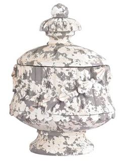 Aged Plaster Embellished Oval Box - Image 0