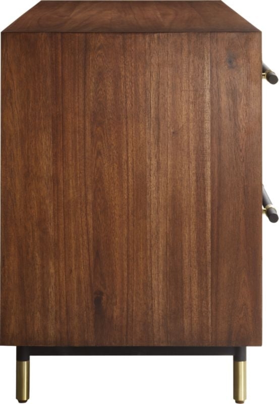 Oberlin 4-Drawer Black Leather and Wood Dresser - Image 4
