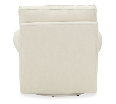 Buchanan Roll Arm Upholstered Swivel Armchair, Polyester Wrapped Cushions, Twill Cream - Image 1