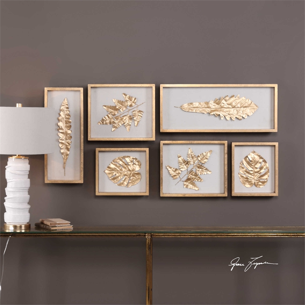 Golden Leaves Shadow Box, Set of 6 - Image 1