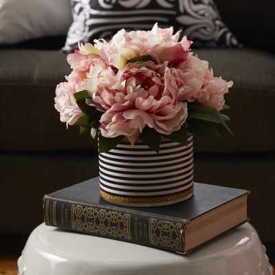 Spring Additions Peony in Striped Pot - Image 1