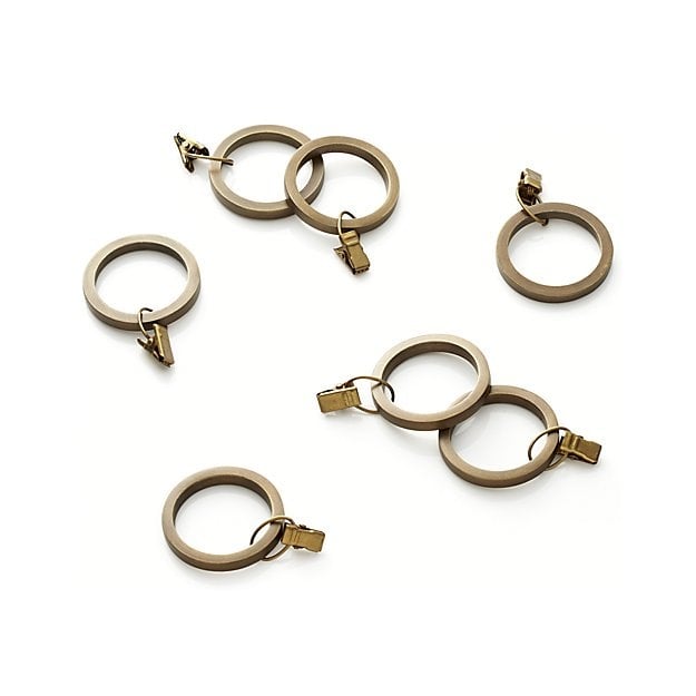 Set of 7 Antiqued Brass Curtain Rings - Image 0