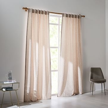 Abstract Meadow Jacquard Curtain, Dusty Blush, 48"x84" - Image 1