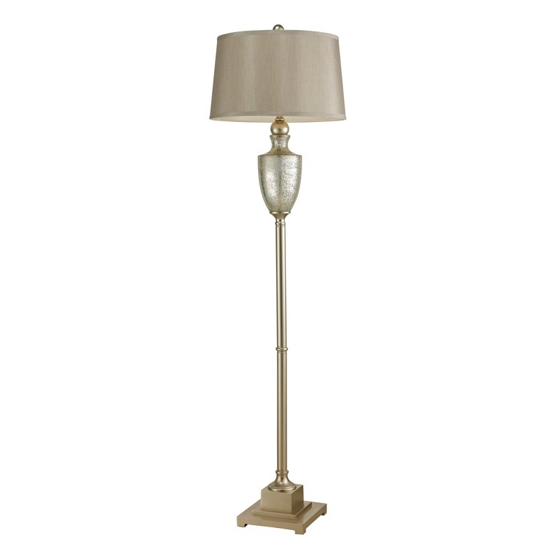 ANTIQUE MERCURY GLASS FLOOR LAMP WITH SILVER ACCENTS - Image 0