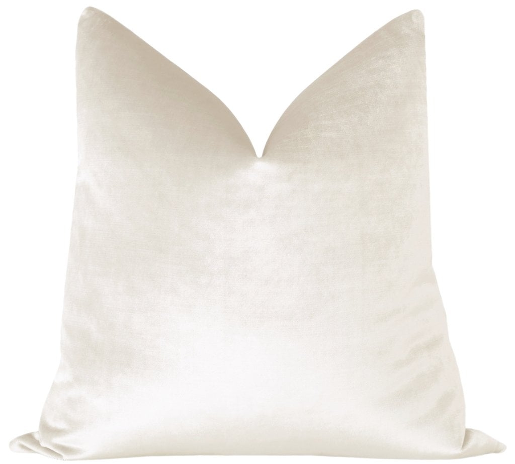 Faux Silk Velvet Pillow, Alabaster, 22" x 22" With insert - Image 0