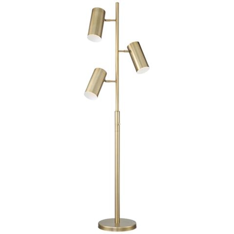 Possini Euro Canasta Trac Tree Floor Lamp Satin Brass - Image 0