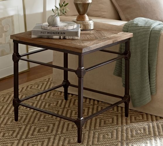 Parquet Reclaimed Wood & Metal End Table - Image 1