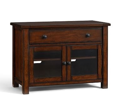 Benchwright Small TV Media Stand 42 x 20", Rustic Mahogany stain - Image 1