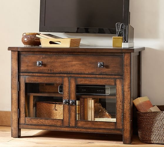 Benchwright Small TV Media Stand 42 x 20", Rustic Mahogany stain - Image 2