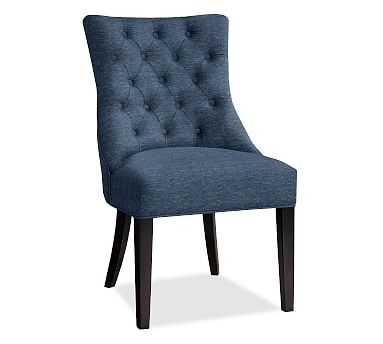 Hayes Upholstered Tufted Dining Side Chair Espresso Frame, Sunbrella(R) Performance Chenille Indigo - Image 1