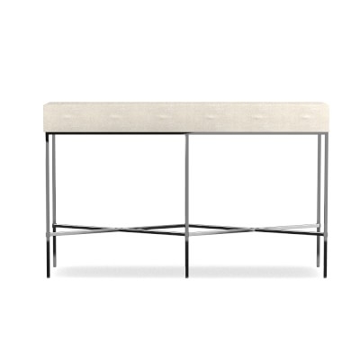 Faux Shagreen Console, Cream, Polished Nickel - Image 0