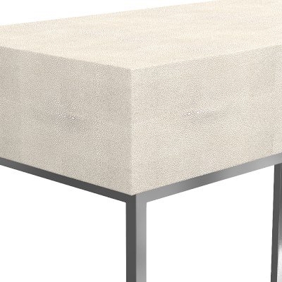 Faux Shagreen Console, Cream, Polished Nickel - Image 1