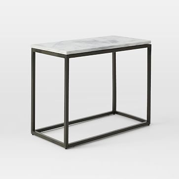 Box Frame Narrow Side Table, Marble/Antique Bronze - Image 1