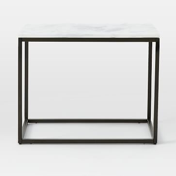 Box Frame Narrow Side Table, Marble/Antique Bronze - Image 2