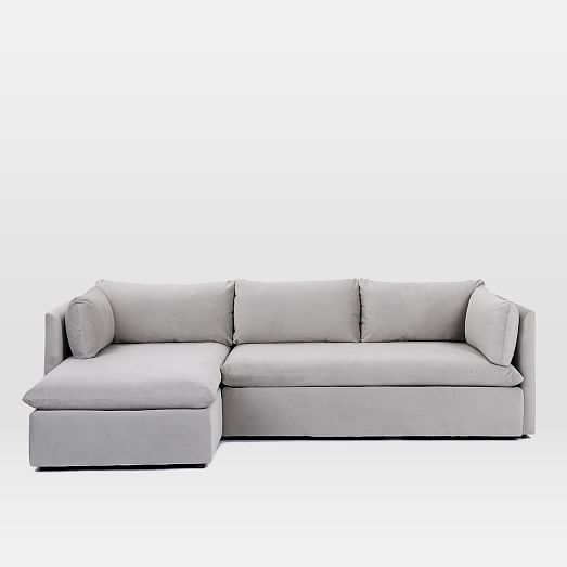 Shelter 2-Piece Chaise Sectional - Dove Gray -   Right Arm Sofa + Left Arm Chaise - Image 1