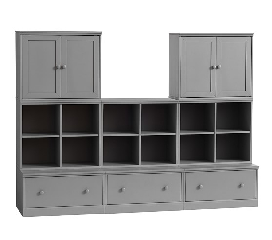 Cameron 3 Cubbies, 2 Cabinets, & 3 Drawer Bases, Charcoal, UPS - Image 0