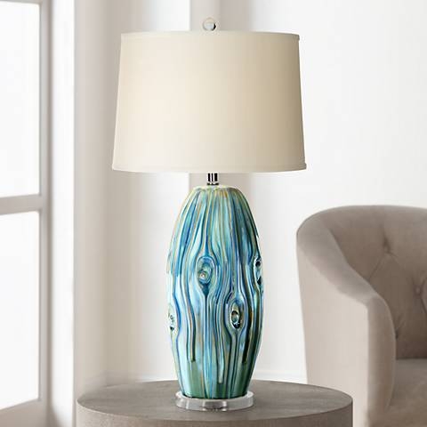Possini Euro Eneya Blue Ceramic Table Lamp - Image 0