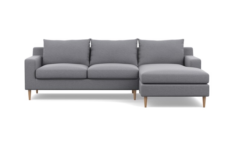 Sloan Sectional Sofa with Right Chaise, dove pebble weave-Natural Oak Sloan L Leg - Image 0