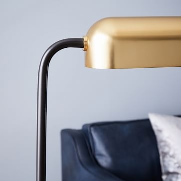Modern Metal Reader Floor Lamp, Brass - Image 0