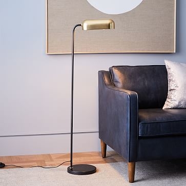 Modern Metal Reader Floor Lamp, Brass - Image 1