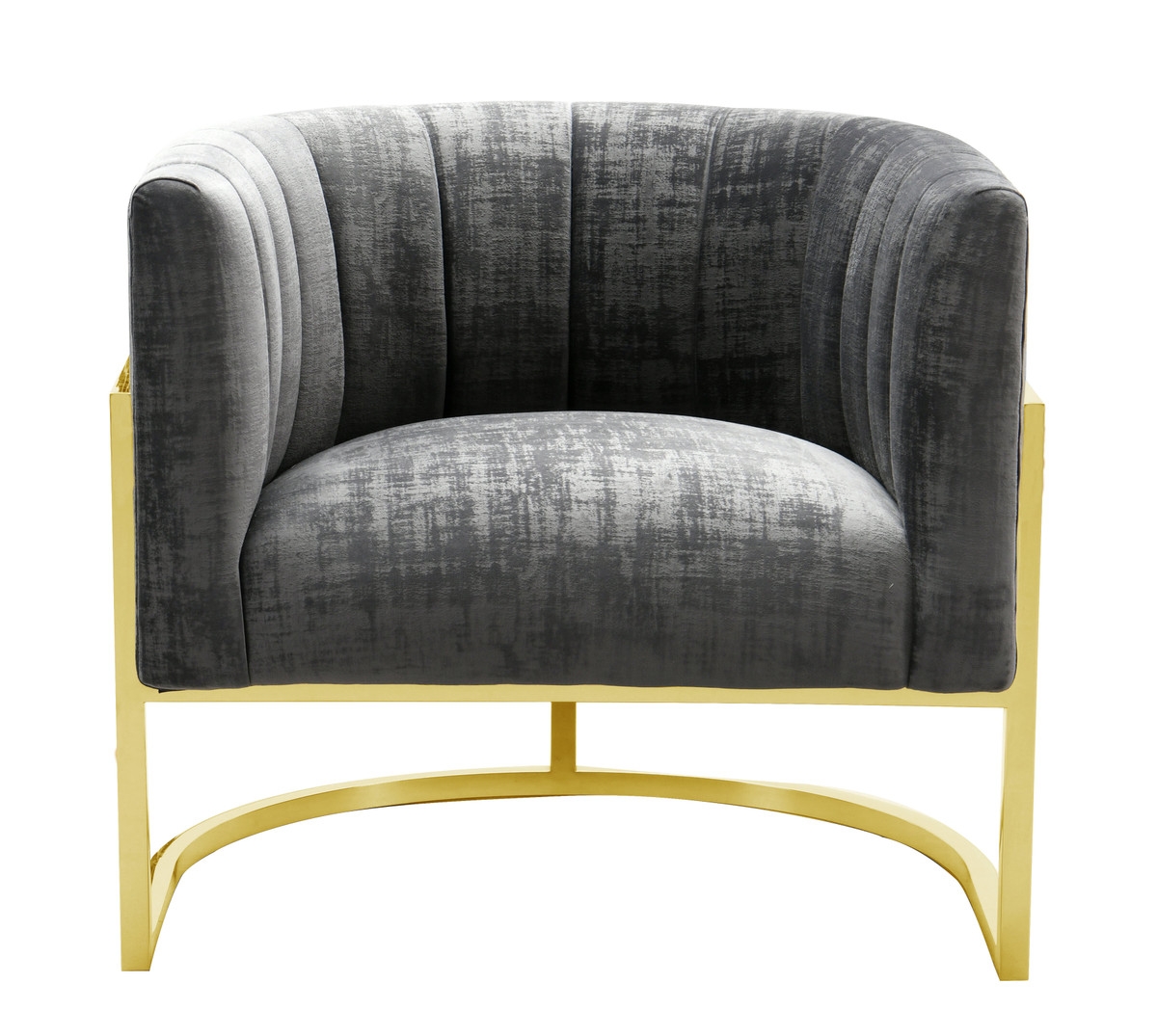 Magnolia  Slub Grey Chair with Gold Base - Image 1