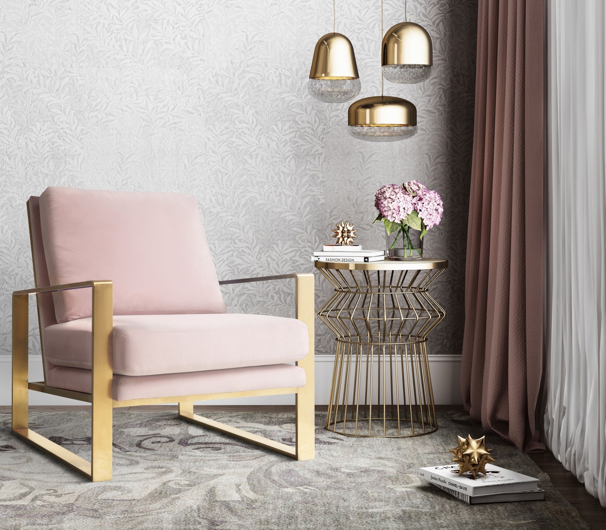 Zara Blush Velvet Chair - Image 2