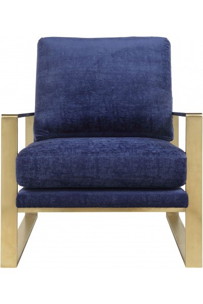 Zara Navy Slub Velvet Chair - Image 0
