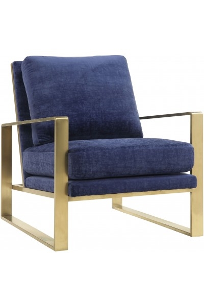 Zara Navy Slub Velvet Chair - Image 1