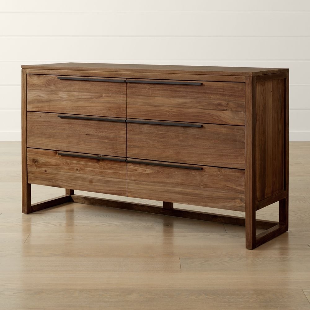 Linea Natural Teak Wood 6-Drawer Dresser - Image 0