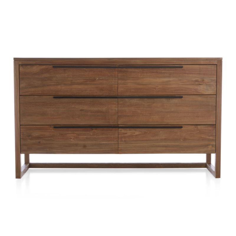 Linea Natural Teak Wood 6-Drawer Dresser - Image 1