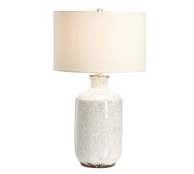Jamie Young Bethany Ceramic Bedside Lamp, Ivory with Moss Green - Image 1
