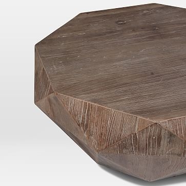 Reclaimed Wood Faceted Coffee Table, Weathered Brush Natural Oak - Image 2