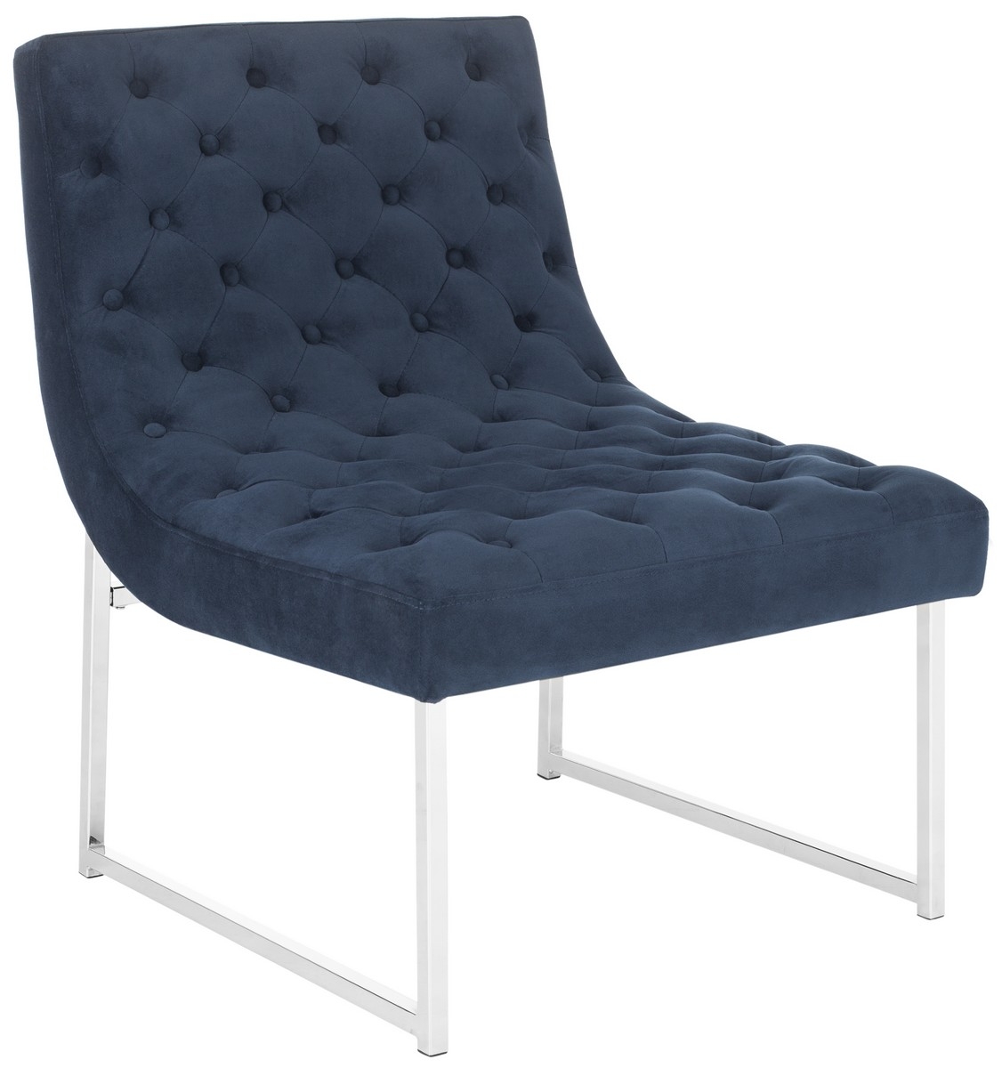 Hadley Velvet Tufted Accent Chair - Navy - Safavieh - Image 0