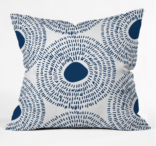 CIRCLES IN BLUE II Outdoor Throw Pillow - 20 x 20- Polyester Insert - Image 0