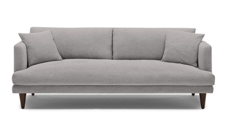 Gray Lewis Mid Century Modern Sofa - Taylor Felt Grey - Coffee Bean - Cone Legs - Image 0