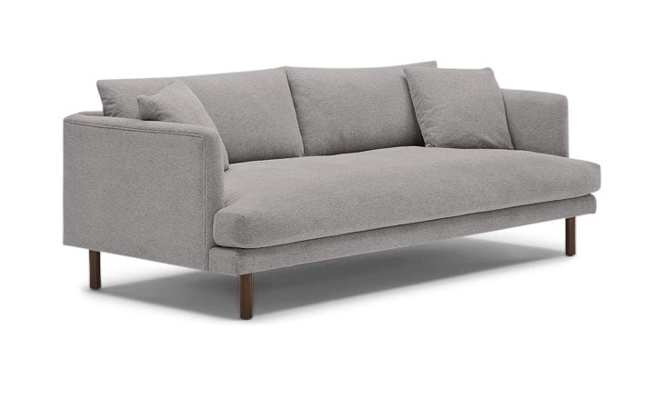Gray Lewis Mid Century Modern Sofa - Taylor Felt Grey - Coffee Bean - Cone Legs - Image 1