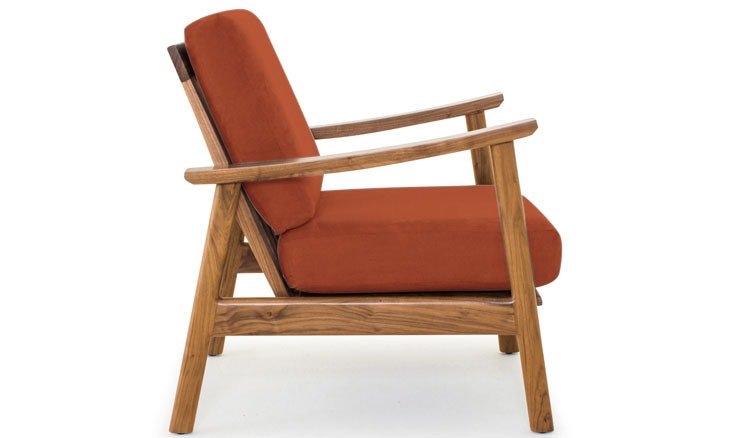 Orange Paley Mid Century Modern Chair - Taylor Blazer - Walnut - Image 1