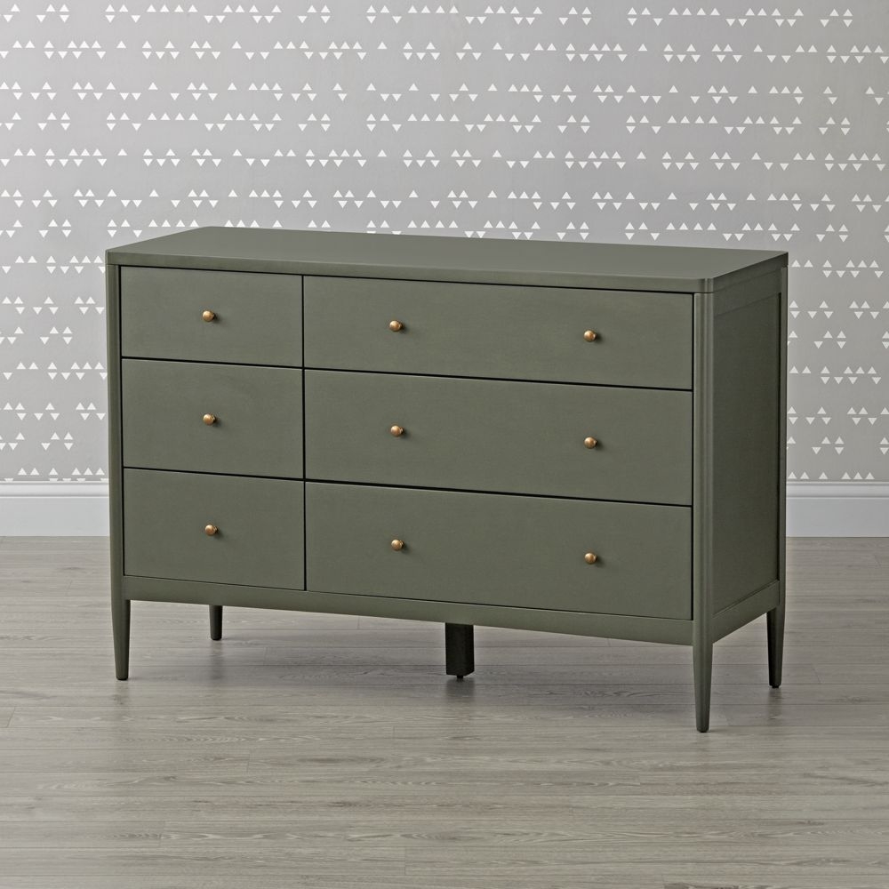 Hampshire Olive Green 6-Drawer Kids Dresser - Image 1