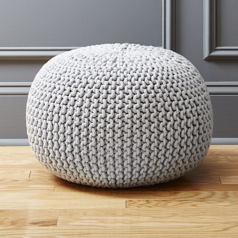 Knitted Pouf, Silver Gray - Image 2