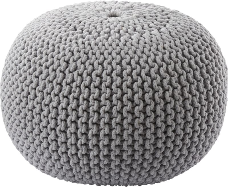 Knitted Pouf, Silver Gray - Image 0