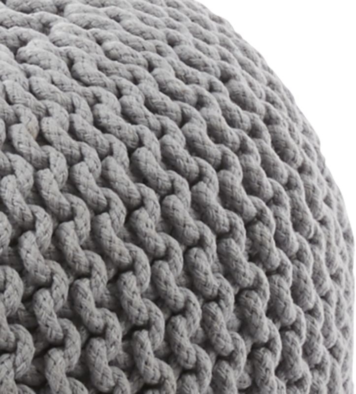 Knitted Pouf, Silver Gray - Image 1